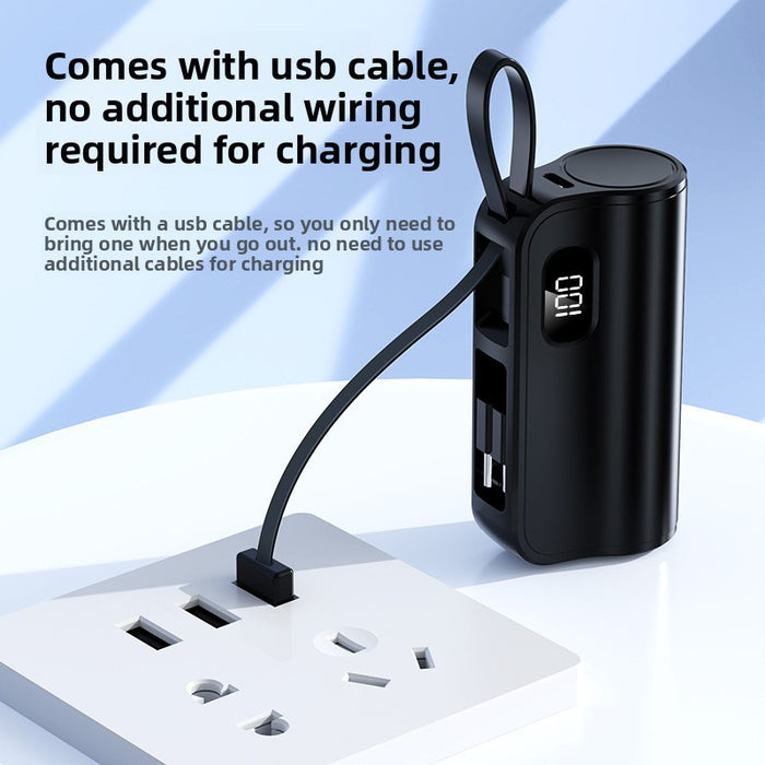 Portable Power Bank with Built-in Cable